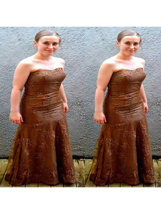 Sheath Strapless Sleeveless With Applique Floor-Length Lace Mother of the Bride Dress