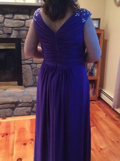 A-Line Scoop Sleeveless With Beading Floor-Length Chiffon Mother of the Bride Dress