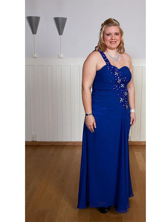 A-Line One-Shoulder Sleeveless With Beading Floor-Length Chiffon Mother of the Bride Dress
