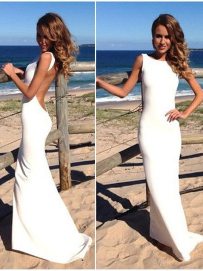 Mermaid Spandex High Neck Sleeveless Sweep/Brush Train With Ruffles Prom Dress