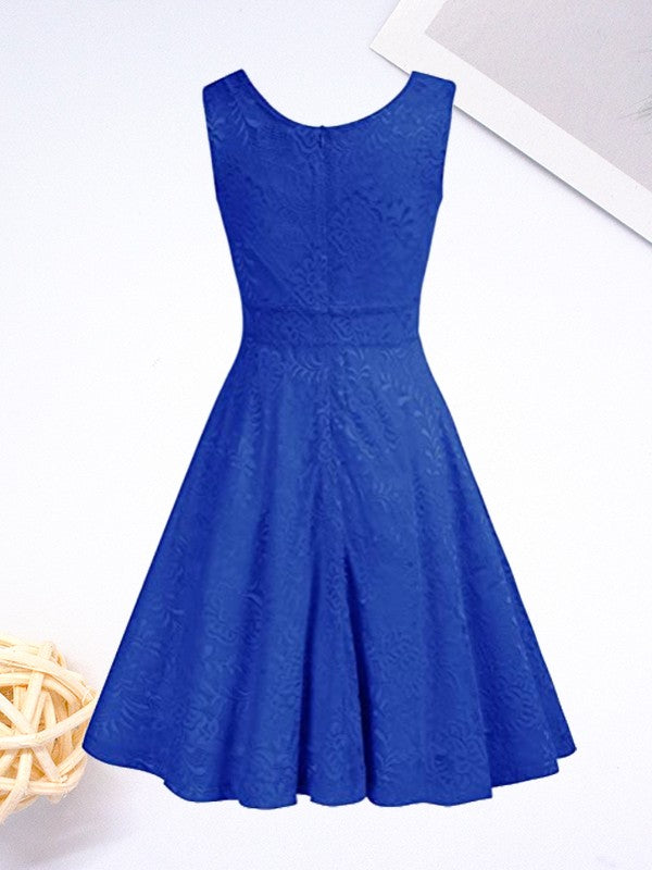A-Line/Princess Lace Ruched V-neck Sleeveless Short/Mini Homecoming Prom Dress