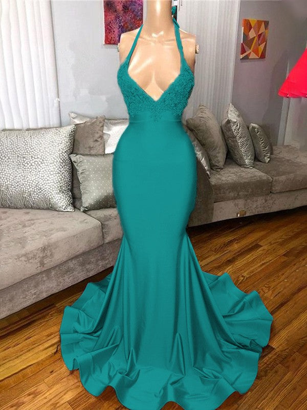 Gorgeous Pink Mermaid Charmeuse Ruffles V-neck Sleeveless Sweep/Brush Train Prom Dress