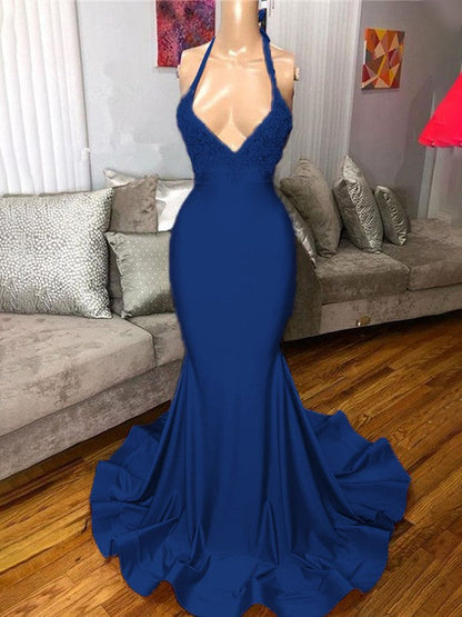 Gorgeous Pink Mermaid Charmeuse Ruffles V-neck Sleeveless Sweep/Brush Train Prom Dress