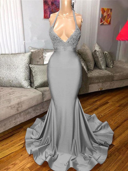 Gorgeous Pink Mermaid Charmeuse Ruffles V-neck Sleeveless Sweep/Brush Train Prom Dress