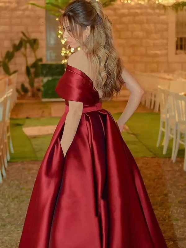 Savor the Occasion Princess Style Satin Ruffles One-Shoulder Sleeveless Sweep/Brush Train Prom Dress