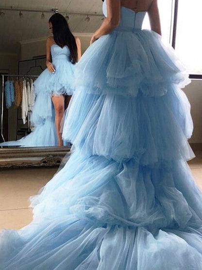 Memorable Magic Princess Style Tulle Layers Sweetheart Sleeveless Sweep/Brush Train Prom Dress