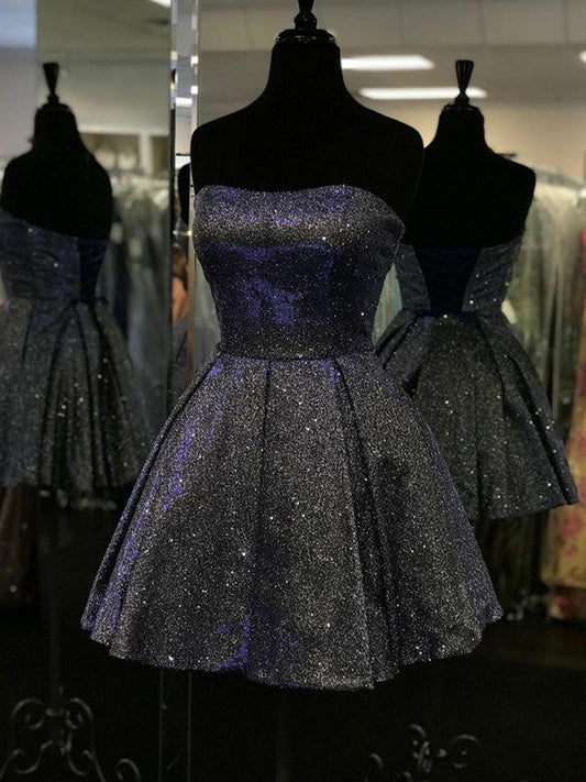 A-Line/Princess Ruffles Strapless Sleeveless Short/Mini Homecoming Dress