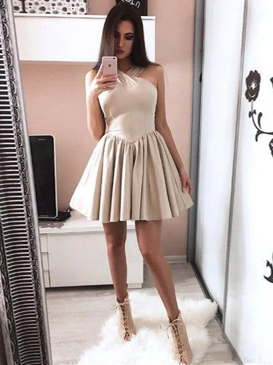 A-Line/Princess Stretch Crepe Ruffles Halter Sleeveless Short/Mini Homecoming Dress