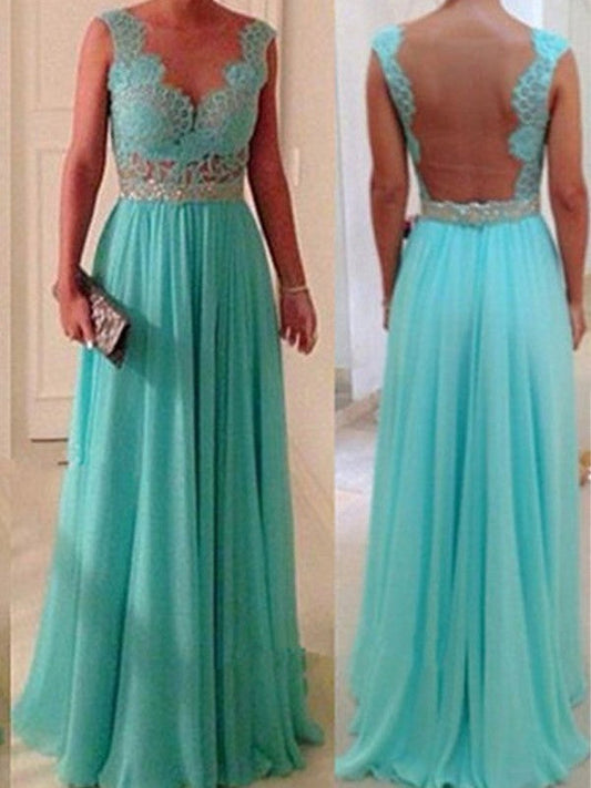 A-Line Chiffon Sweetheart Sleeveless Floor-Length With Beading Bridesmaid Dresses