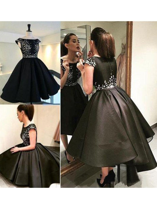 A-Line Satin Scoop Sleeveless Short/Mini With Sequin Homecoming Dress