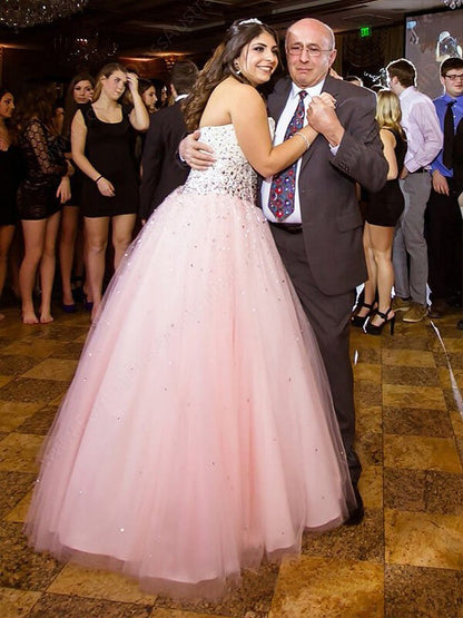 Ball Gown Tulle Sweetheart Sleeveless Floor-Length With Beading Plus Size Prom Dress