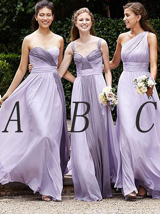 A-Line Sleeveless Chiffon Floor-Length Bridesmaid Dresses