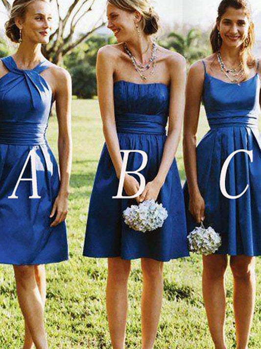 A-Line Sleeveless Satin Short/Mini Bridesmaid Dresses