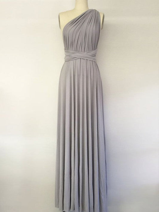 A-Line One-Shoulder Sleeveless Floor-Length With Ruffles Bridesmaid Dresses