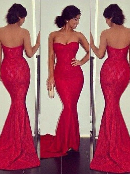 Mermaid Satin Sweetheart Sleeveless Sweep/Brush Train With Beading Prom Dress